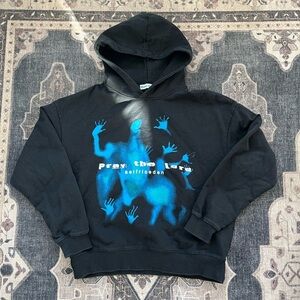Aelfric Eden Black Hoodie with Blue Hand Graphics